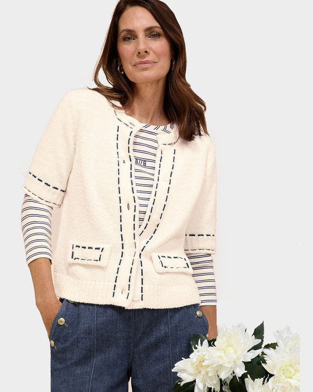 Кардиган из мягкого трикотажа с контрастной отделкой