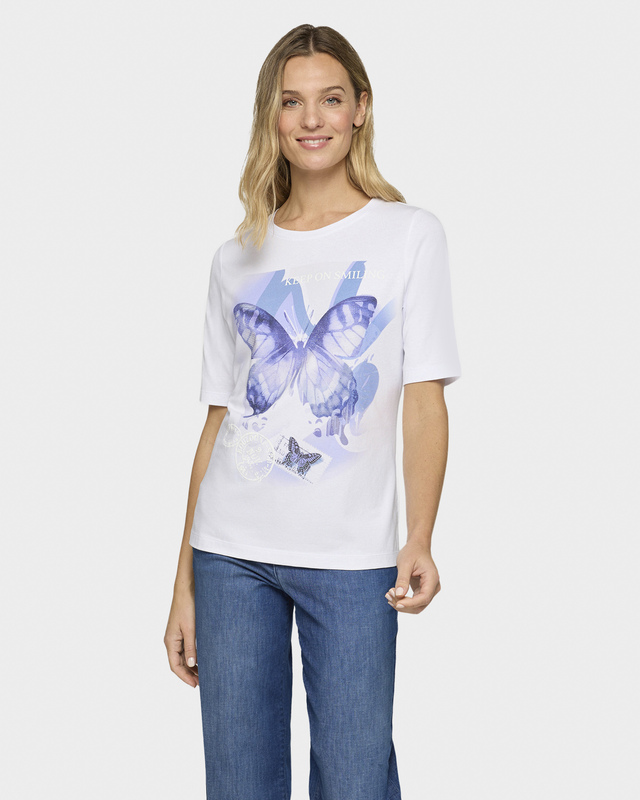 Хлопковая футболка с крупным принтом в виде бабочки