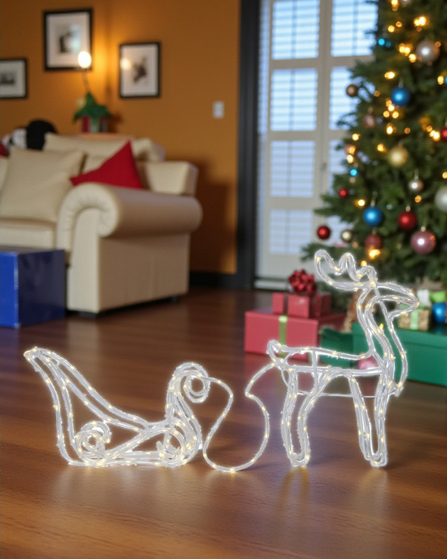 Светодиодный светильник &laquo;Олень в упряжке&raquo; на батарейках