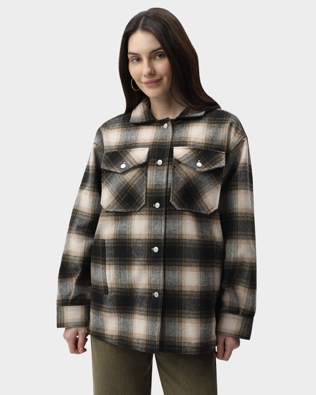 Куртка-рубашка оверсайз-силуэта в клетку