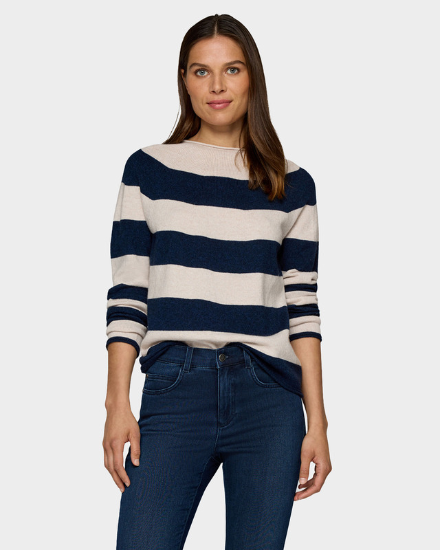 Пуловер в полоску с шерстью и модалом в составе