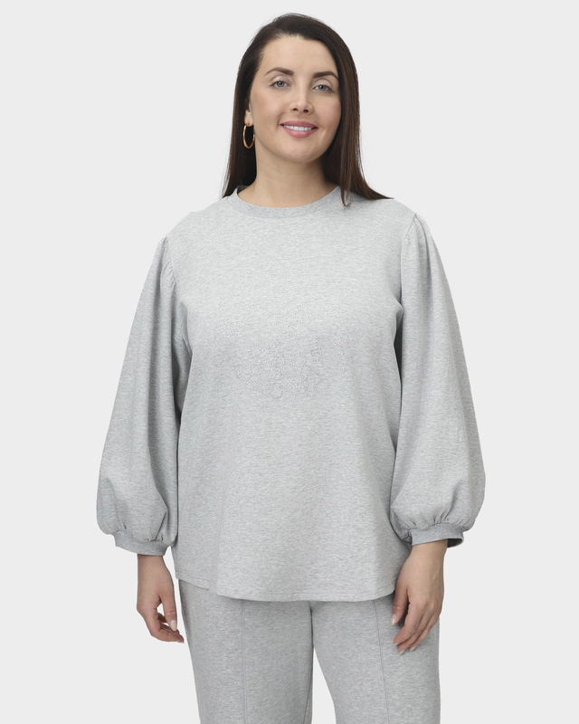 Свитшот из хлопка с декором стразами