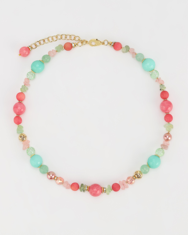 Колье с натуральными кварцем и хризопразом