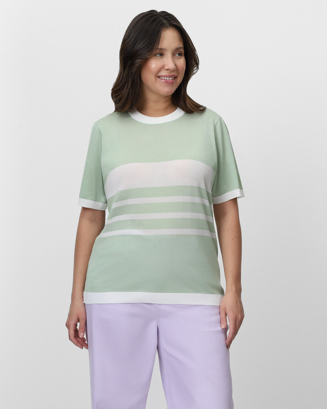 Пуловер прямого кроя с узором в полоску