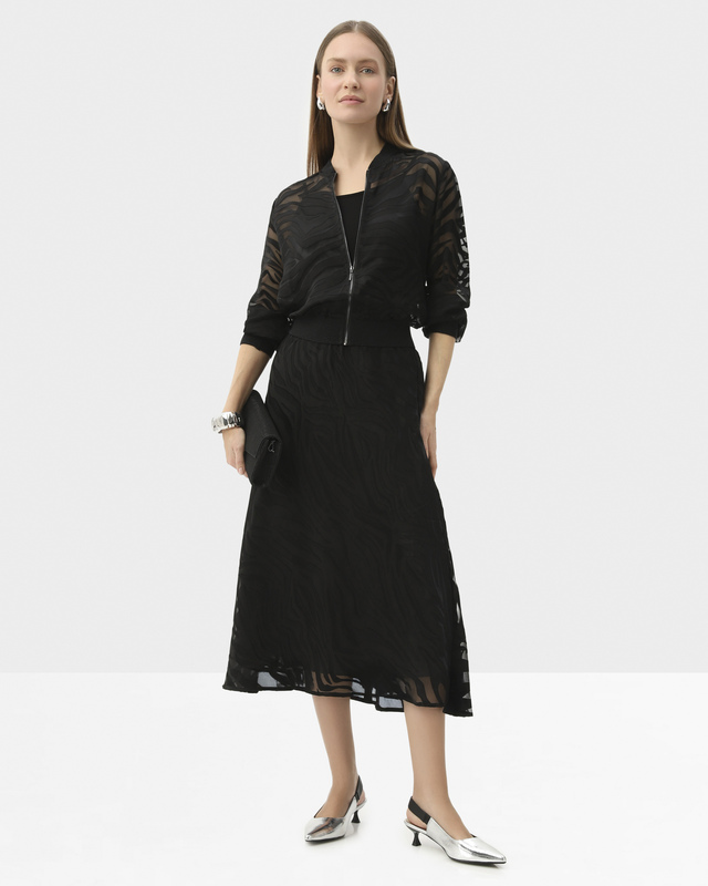 Юбка миди с анималистическим узором и поясом-резинкой с люрексом