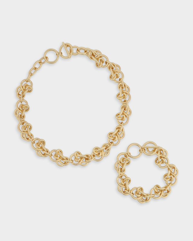 Комплект: колье-цепь и браслет-цепь