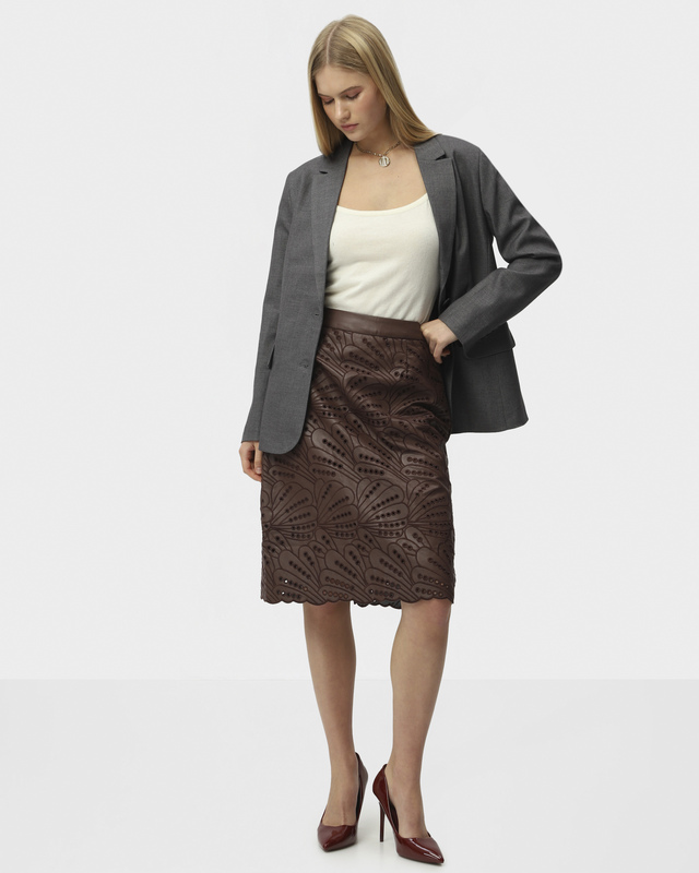 Юбка миди из перфорированной экокожи