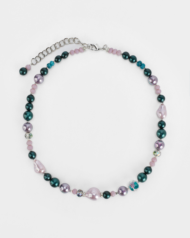 Колье с натуральным агатом и барочным жемчугом Майорка