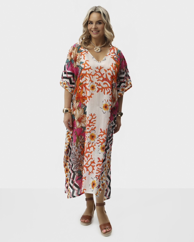 Хлопковая туника с ярким цветочным принтом 3890₽