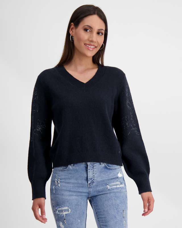 Двухсторонний пуловер прямого кроя с декором стразами