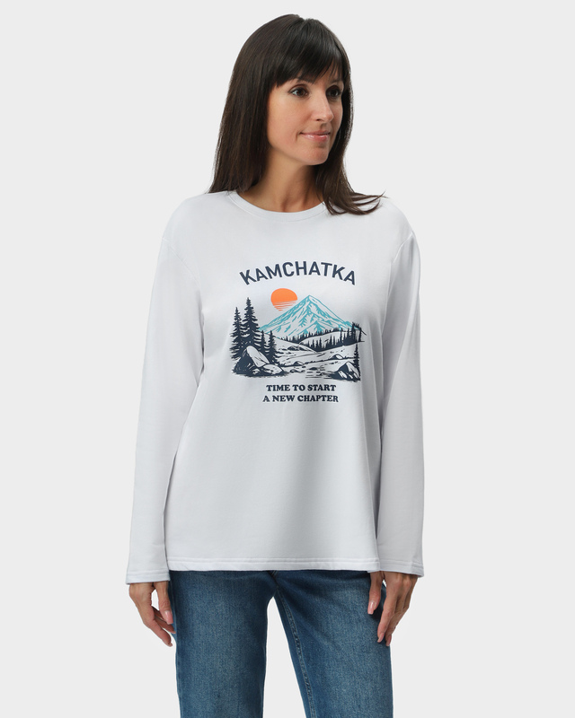 Лонгслив прямого кроя с графическим принтом