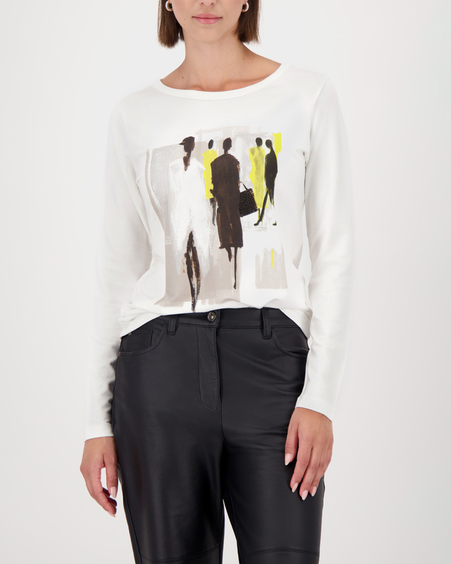 Лонгслив из тонкого футера с принтом и стразами