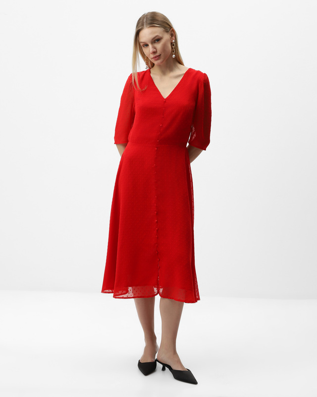 Платье из фактурной ткани с рукавами-фонариками