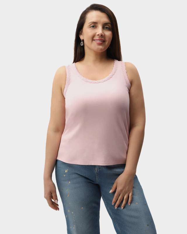 Топ полуприлегающего кроя из эластичной вискозы с кружевом