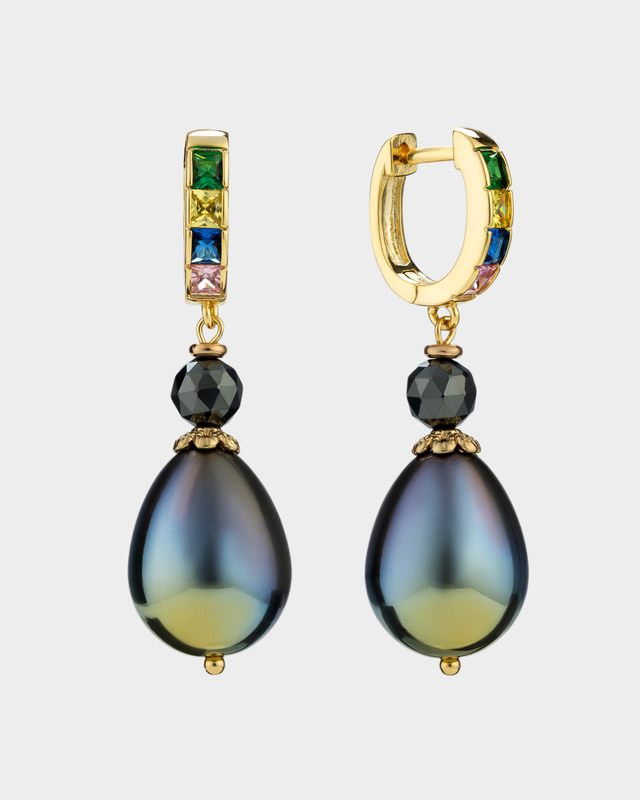 Серьги с жемчугом Майорка и цирконами с английским замком