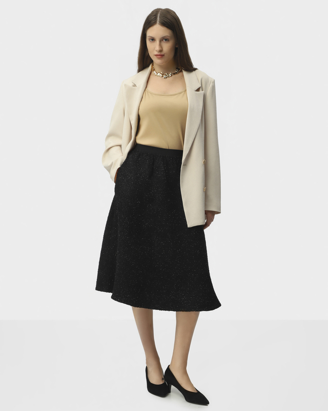 Юбка миди А-силуэта с эластичным поясом