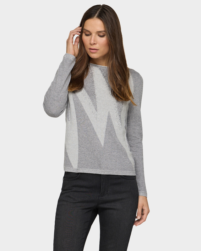 Пуловер из мягкого трикотажа с графическим узором и стразами