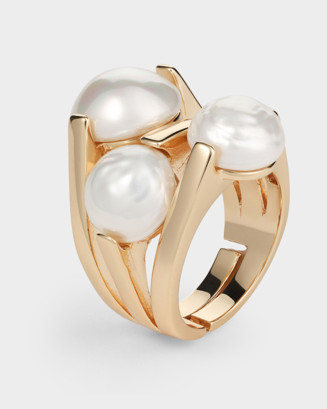 Кольцо с барочным жемчугом Майорка регулируемое по размеру