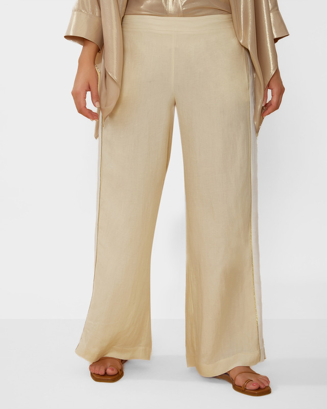 Брюки прямого кроя с лампасами с золотистым вшивным кантом