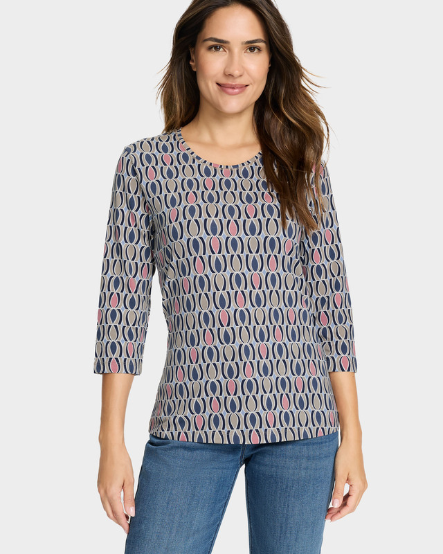 Лонгслив из эластичного хлопка с геометрическим принтом