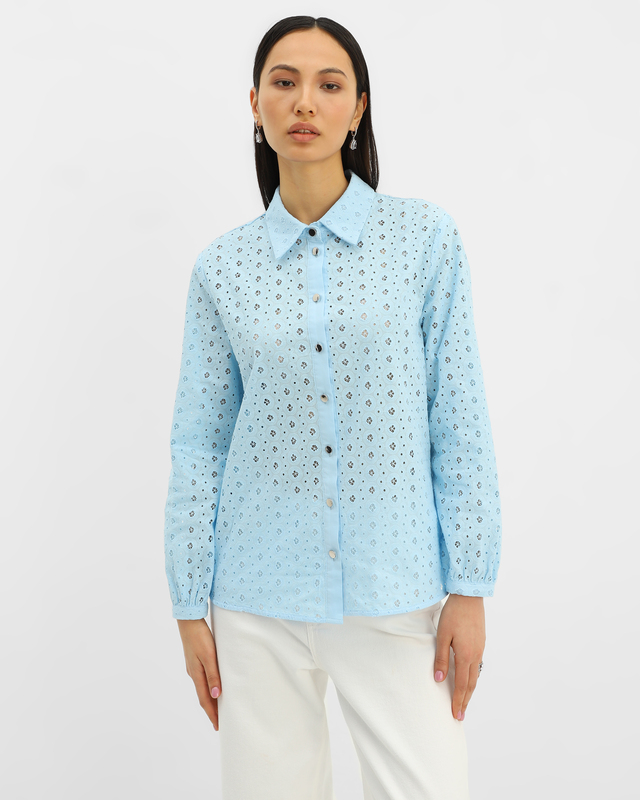 Кружевная рубашка с отложным воротником и застежкой на пуговицу 3990₽