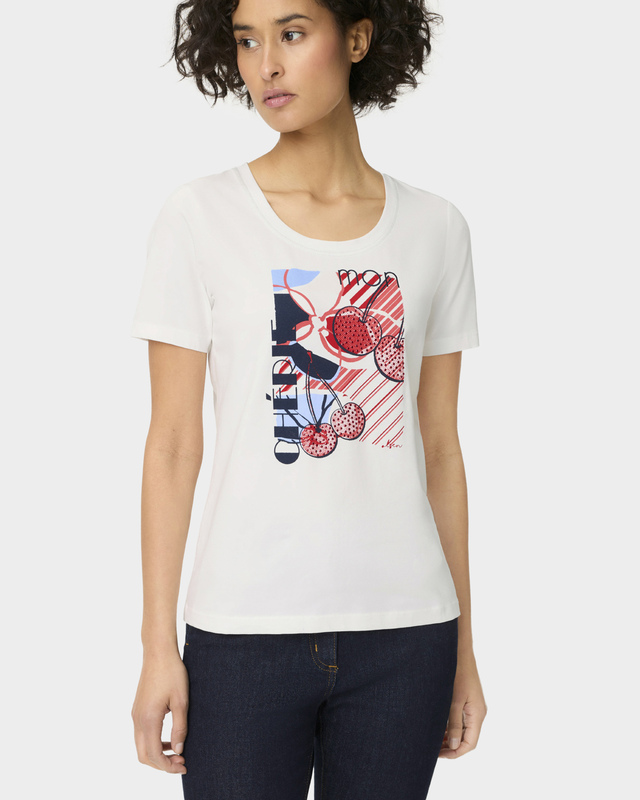 Хлопковая футболка с крупным принтом и мерцающими стразами