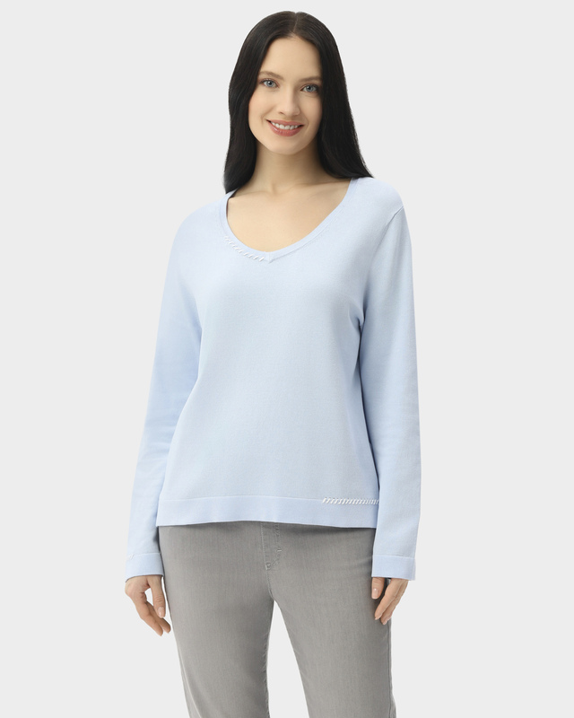 Пуловер с контрастной отстрочкой