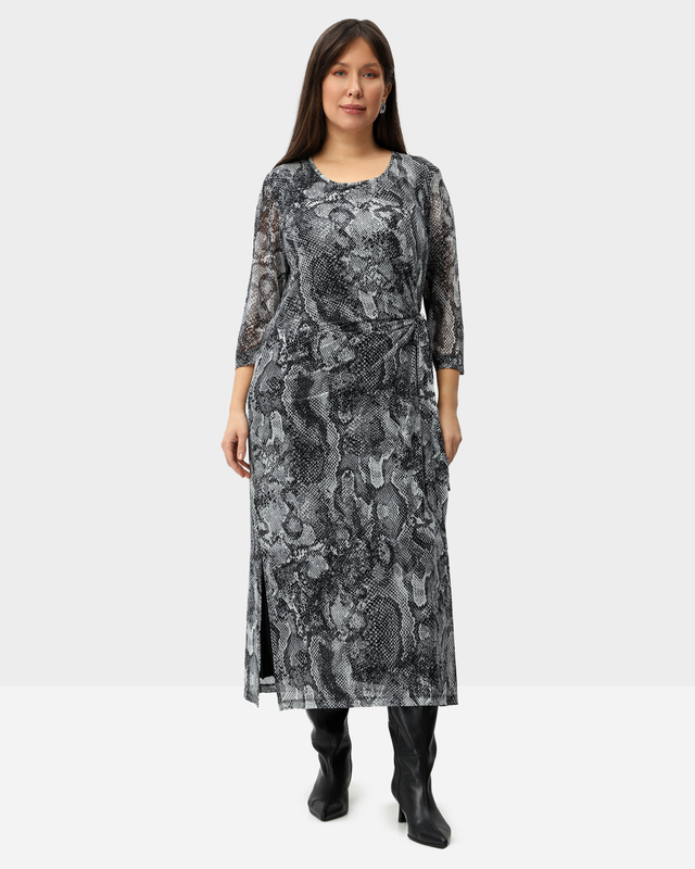 Двухслойное платье с рисунком под питона