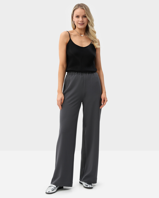 Брюки прямого кроя с эластичным поясом