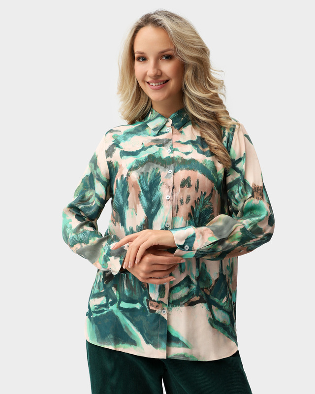 Блузка из шелковистой вискозы с цветочным принтом