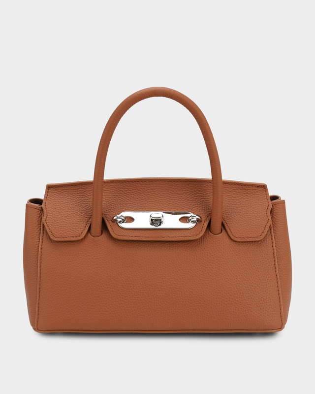 Сумка-багет из натуральной кожи с поворотным замком и молнией