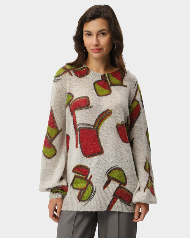 Свободный пуловер с крупным геометрическим принтом