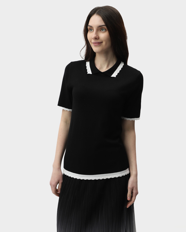 Пуловер с отложным воротником и короткими рукавами