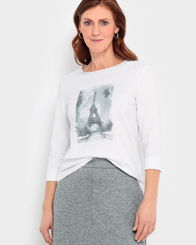 Лонгслив с фольговым принтом и стразами