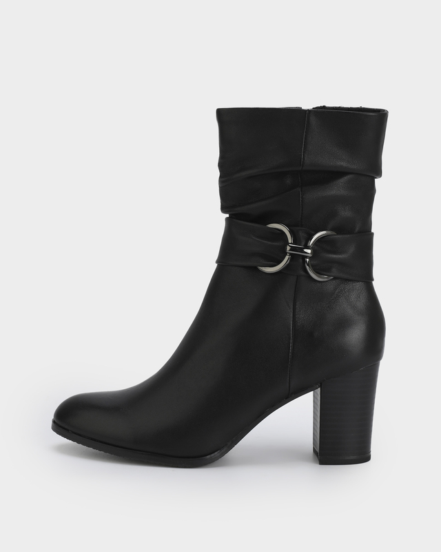 Ботильоны из натуральной кожи с эффектом присборенного голенища и каблуком Antishokk