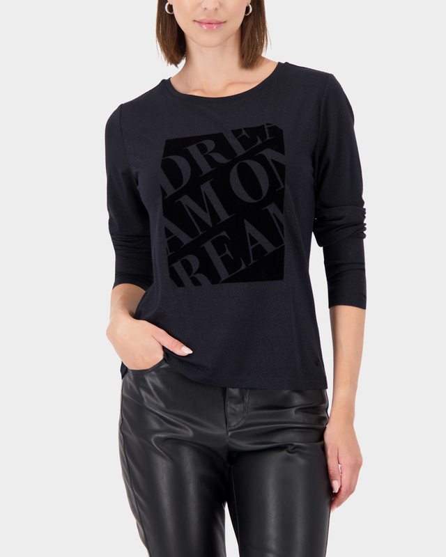 Лонгслив из тонкого трикотажа с бархатистым принтом