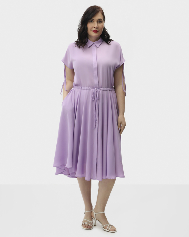 Платье миди с регулируемыми кулисками на плечах и талии 4490₽