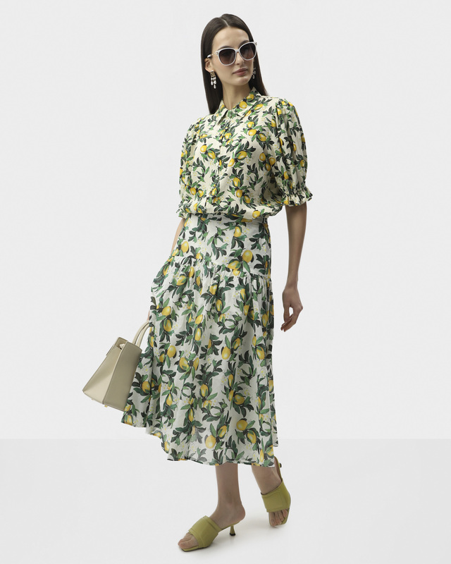 Пышная юбка миди с принтом во фруктовой тематике 7990₽