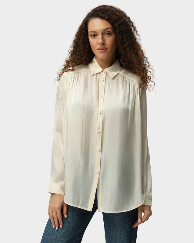 Блузка со съемным чокером из ткани с эффектом мерцания