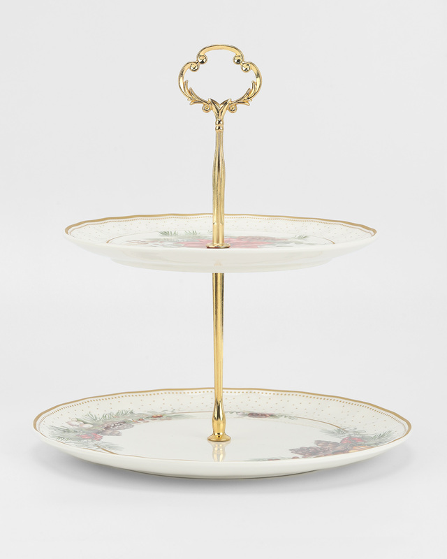 Двухъярусная фарфоровая этажерка для сервировки стола &laquo;Торжество&raquo;, 19х23 см