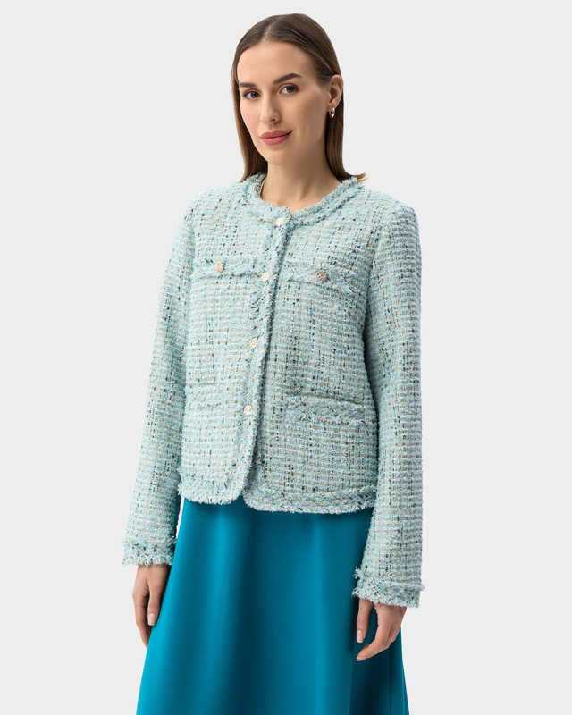 Однобортный жакет из фактурного твида с люрексом