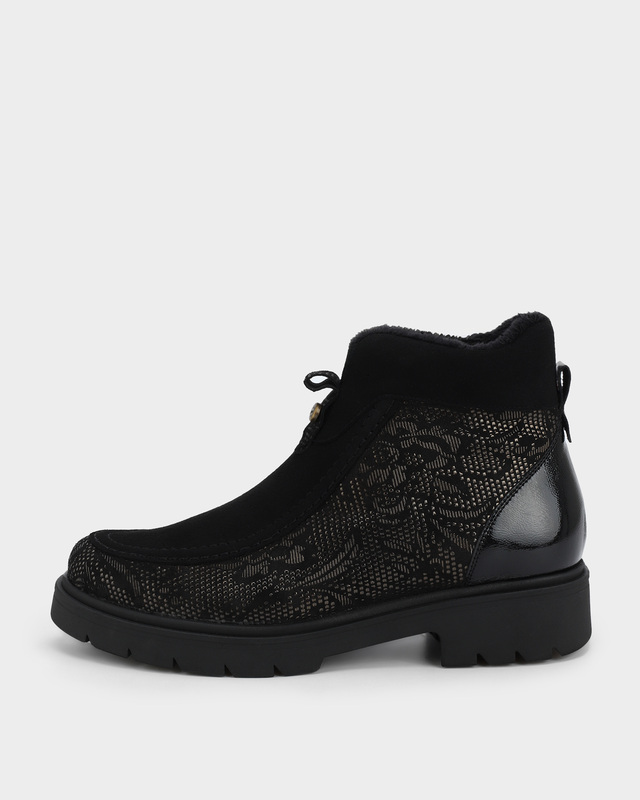 Ботинки из комбинации натуральной кожи и замши