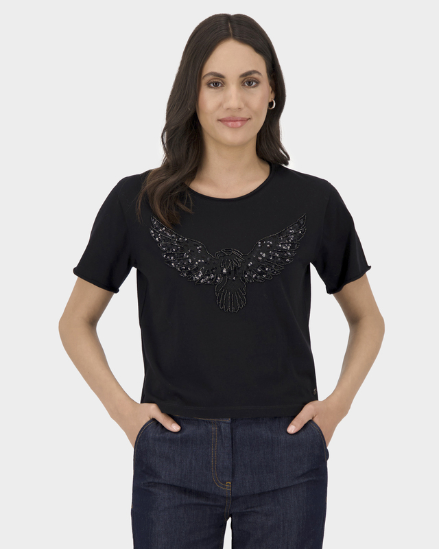 Хлопковая футболка с эффектным изображением орла