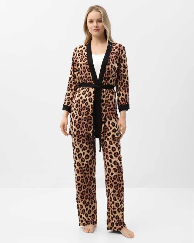 Домашние брюки из вискозы с эффектным принтом