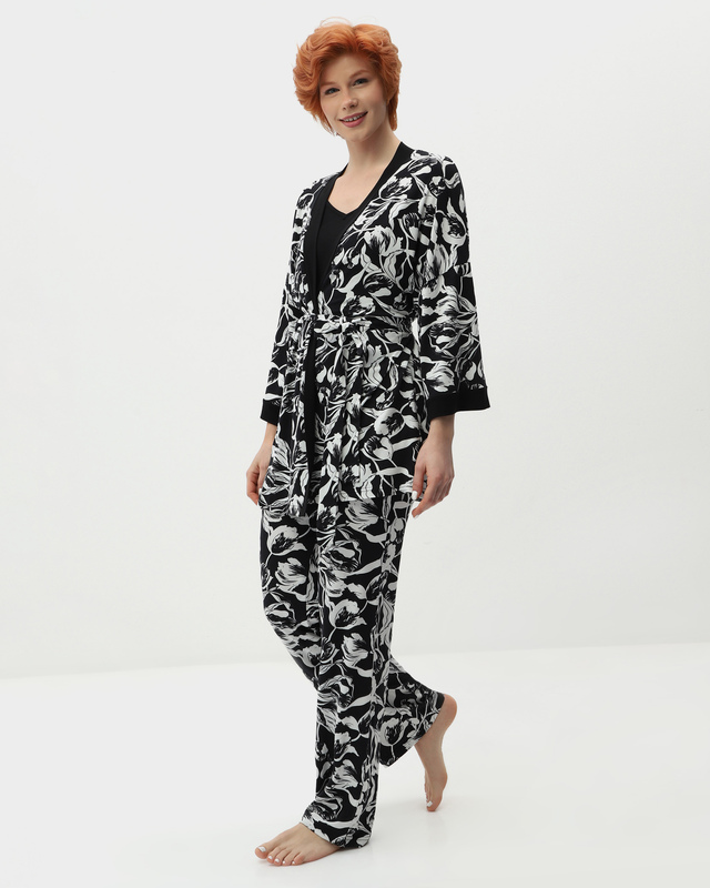 Пижамные брюки из нежной вискозы с растительным принтом