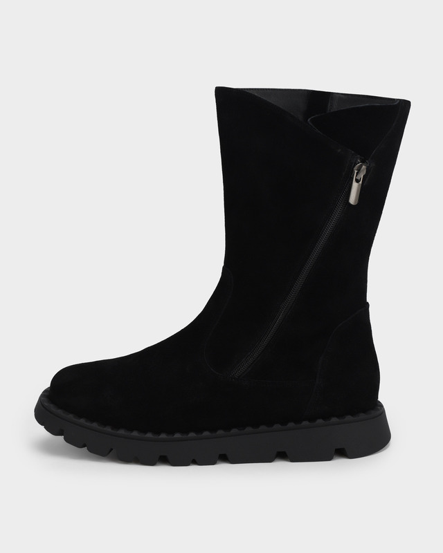 Полусапоги из велюра, утепленные натуральным мехом