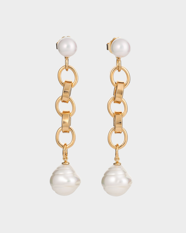 Серьги-цепочки с барочными жемчужинами Майорка