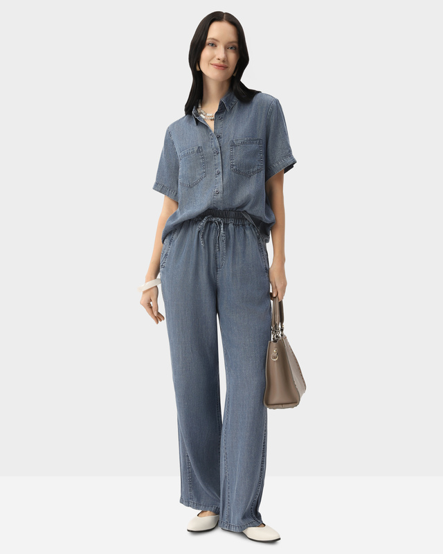 Рубашка прямого кроя из мягкого тенсела