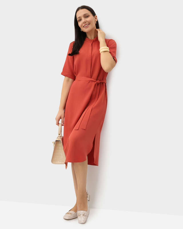 Платье-рубашка из района с воротником на пуговицах 8490₽