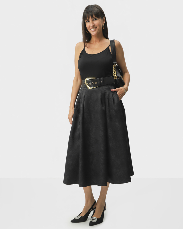 Юбка А-силуэта из плотной ткани с фактурным цветочным узором